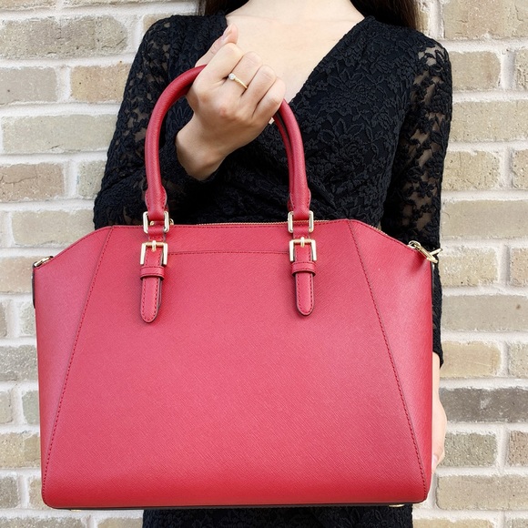 Gaby’sBags👜💕-NWT Michael Kors large satchel red - Picture 2 of 2